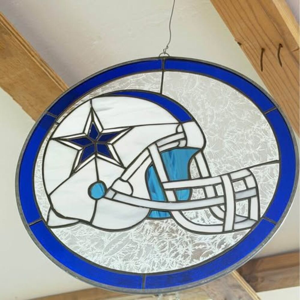 Dallas Cowboys Handmade  Stained Glass Helmet Suncatcher
